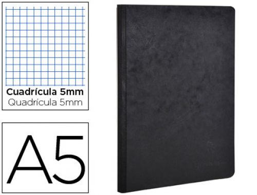 Caderno clairefontaine capa cartolina din a5 quadriculado 5 mm 96 folhas cor preto , Clairefontaine , 78617 , 3329687954213